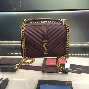 Yves Saint Laurent Classic Medium College Bag Dark Red/Gold