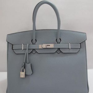 Hermes Birkin 35cm Silver H/W Blue Lin