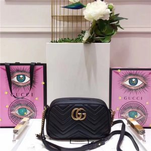 Gucci GG Marmont Matelasse Medium Replica Shoulder Bag Black