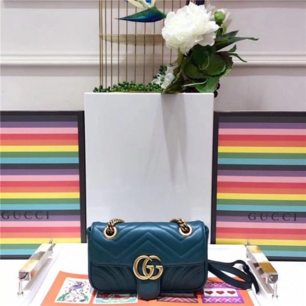 Gucci GG Marmont Replica Matelasse Mini Bag Dark Green