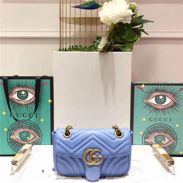 Gucci GG Marmont Replica Matelasse Mini Bag Light Blue
