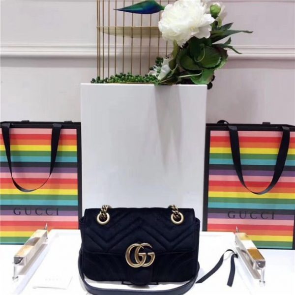 Gucci GG Marmont Velvet Mini Fake Bag Black