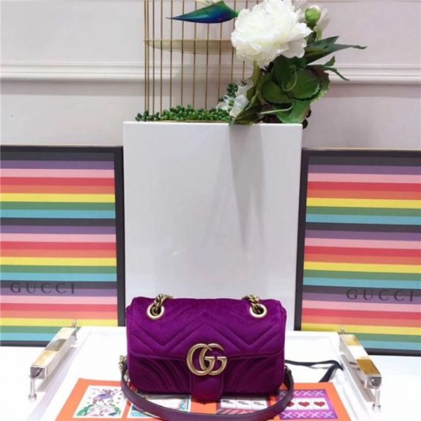 Gucci GG Marmont Velvet Mini Fake Bag Fuchsia