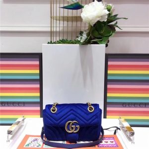 Gucci GG Marmont Velvet Mini Fake Bag Cobalt