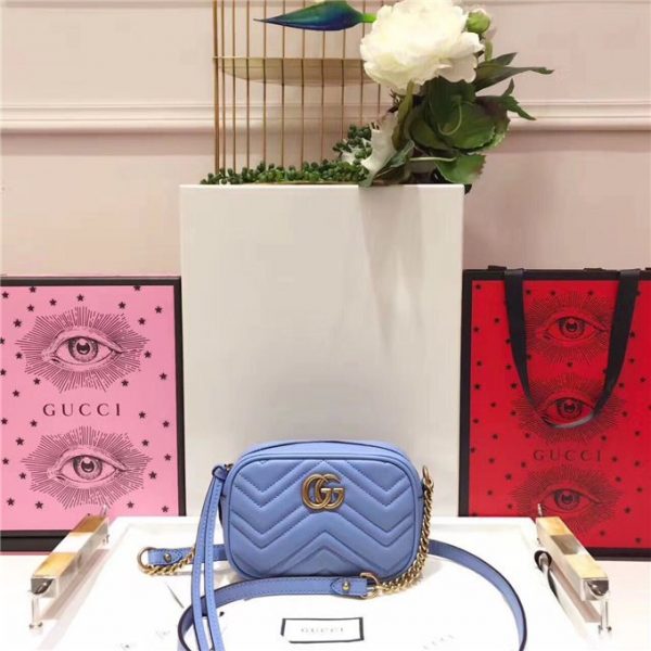 Gucci GG Marmont Matelasse Replica Mini Bag Blue