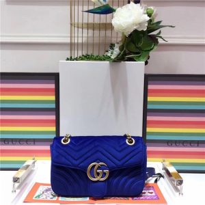 Gucci GG Marmont Matelasse Small Replica Shoulder Bag Velvet Cobalt