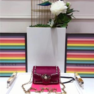 Gucci Broadway Velvet Mini Bag Raspberry