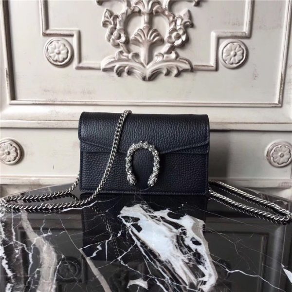 Gucci Dionysus Leather Super Mini Bag Black