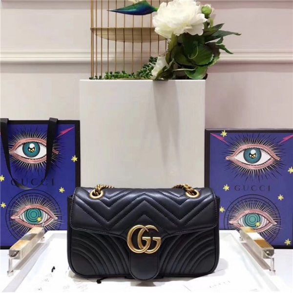 Gucci GG Marmont Matelasse Replica Small Shoulder Bag Black