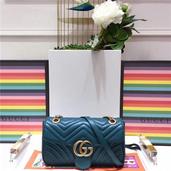 Gucci GG Marmont Matelasse Replica Small Shoulder Bag Dark Green