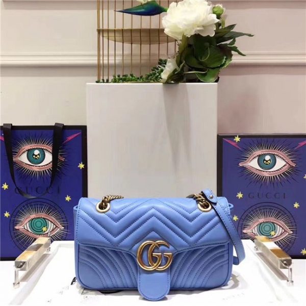 Gucci GG Marmont Matelasse Replica Small Shoulder Bag Light Blue