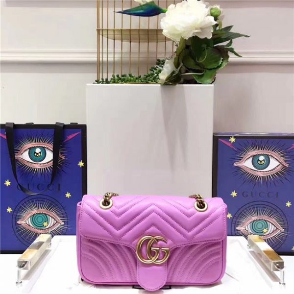 Gucci GG Marmont Matelasse Replica Small Shoulder Bag Pink