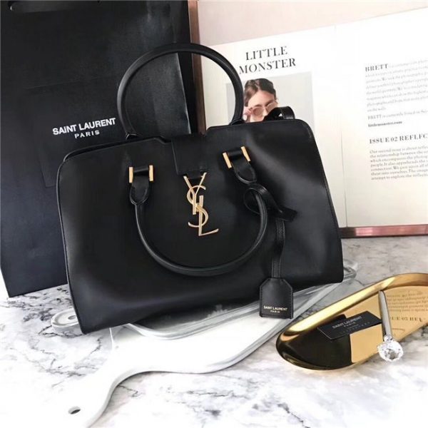 Yves Saint Laurent Small Monogram Cabas Bag Black/Gold