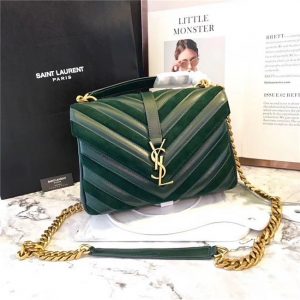 Yves Saint Laurent Medium Quilted Leather & Suede Shoulder Bag Green