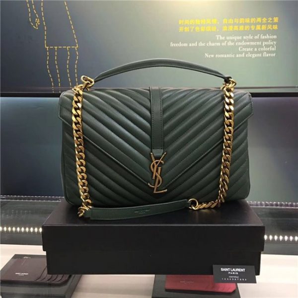 Yves Saint Laurent Classic Large Bag Leather Green/Gold