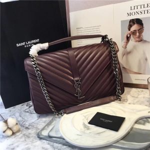 Yves Saint Laurent Classic Large Bag Leather Wine/Silver