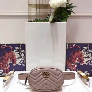 Gucci GG Marmont Matelasse Replica Leather Belt Bag Beige