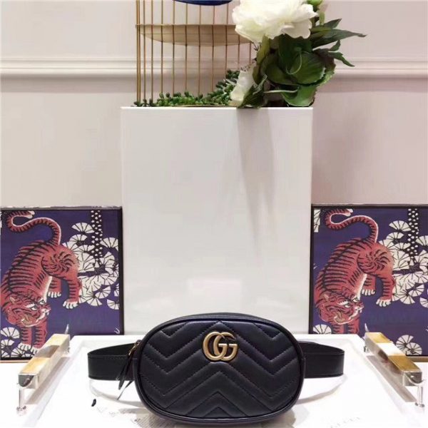 Gucci GG Marmont Matelasse Replica Leather Belt Bag Black