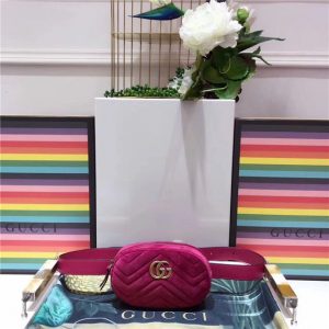 Gucci GG Marmont Matelasse Velvet Replica Belt Bag Fuchsia