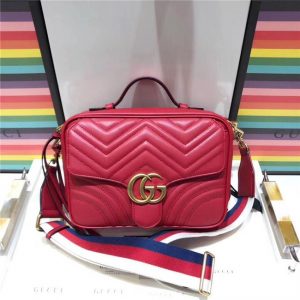 Gucci GG Marmont Matelasse Shoulder Bag Replica Hibiscus Red