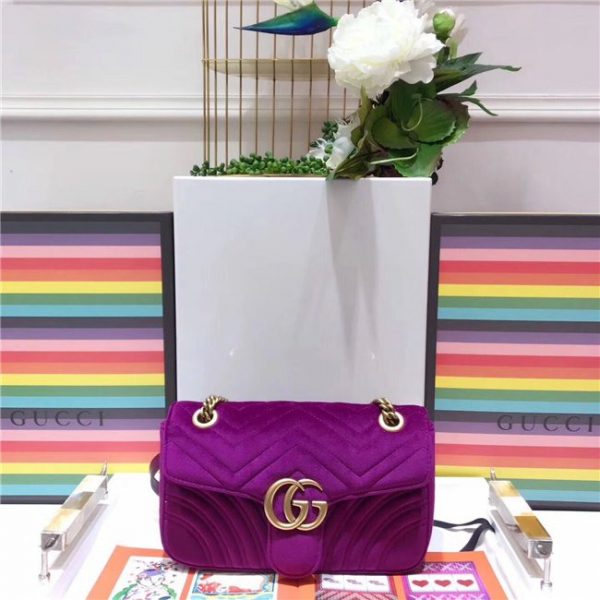 Gucci GG Marmont Velvet Replica Small Shoulder Bag Bordeaux