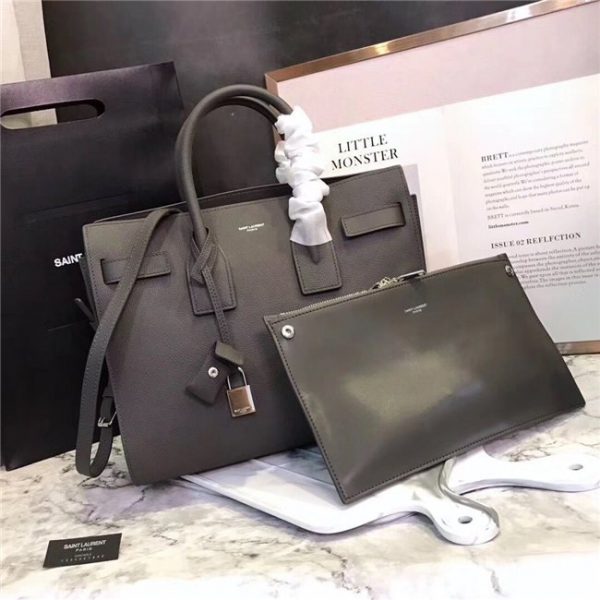 Yves Saint Laurent Classic Small Replica SAC DE JOUR Grey Grained