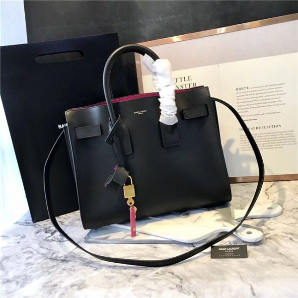 Yves Saint Laurent Classic Small Fake SAC DE JOUR Black With Pink