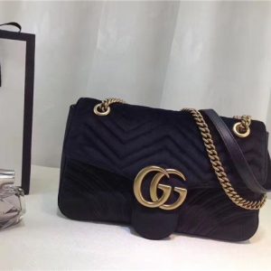 Gucci GG Marmont Matelasse Large Replica Shoulder Bag Velvet Black