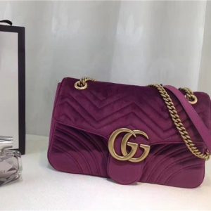 Gucci GG Marmont Matelasse Large Replica Shoulder Bag Velvet Bordeaux