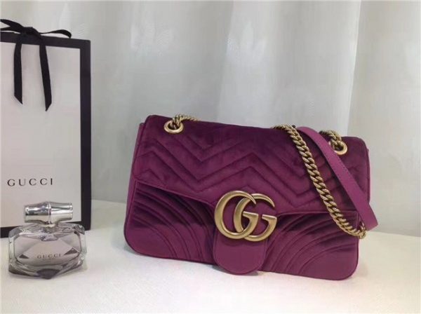 Gucci GG Marmont Matelasse Large Replica Shoulder Bag Velvet Bordeaux