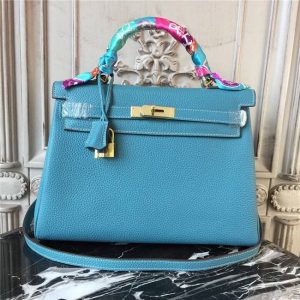 Hermes Kelly bag 32cm Gold H/W Blue