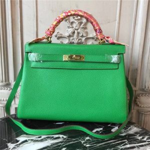 Hermes Kelly bag 32cm Gold H/W Green