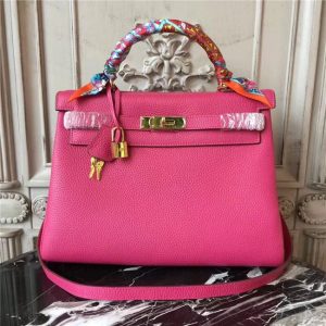 Hermes Kelly bag 32cm Gold H/W Hot Pink