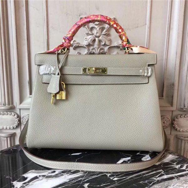 Hermes Kelly bag 32cm Gold H/W Light Grey