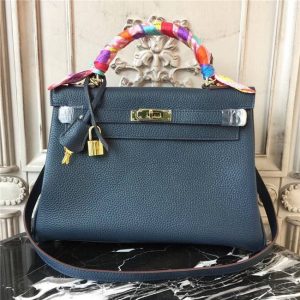 Hermes Kelly bag 32cm Gold H/W Navy