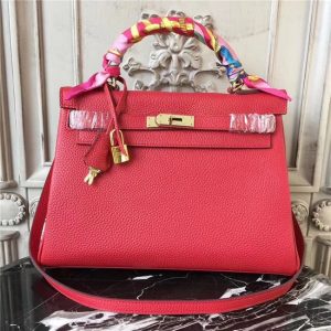 Hermes Kelly bag 32cm Gold H/W Red