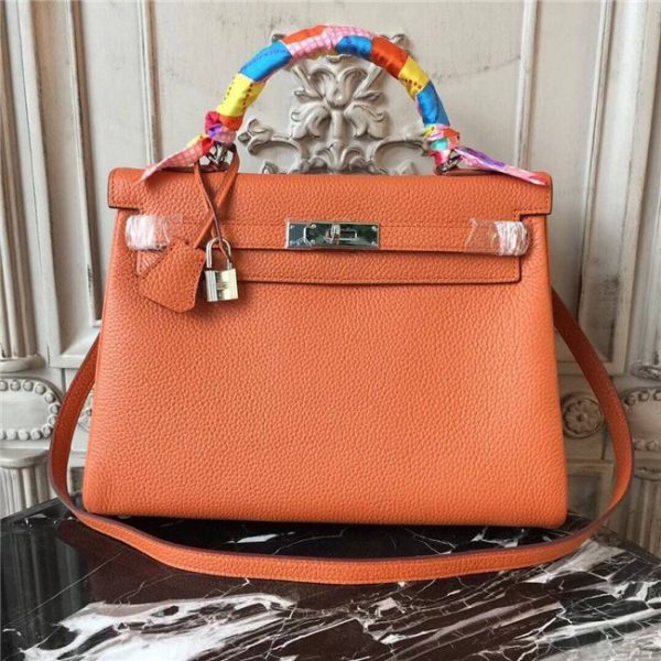 Hermes Kelly bag 32cm w/Silver Orange