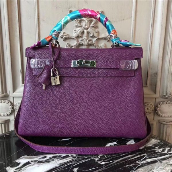 Hermes Kelly bag 32cm w/Silver Purple