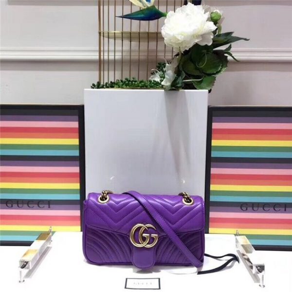 Gucci GG Marmont Matelasse Small Shoulder Bag Purple Leather