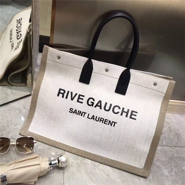 Saint Laurent Rive Gauche Tote Bag White Linen