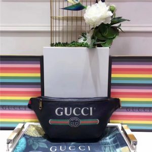 Gucci Print Leather Belt Bag Black