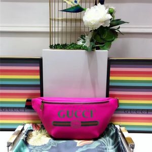 Gucci Print Leather Belt Bag Pink