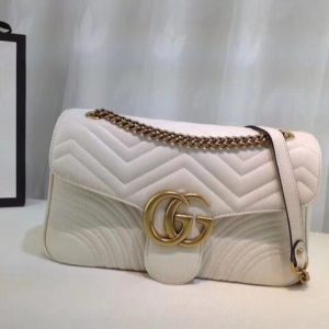 Gucci GG Marmont Matelasse Replica Large Shoulder Bag White