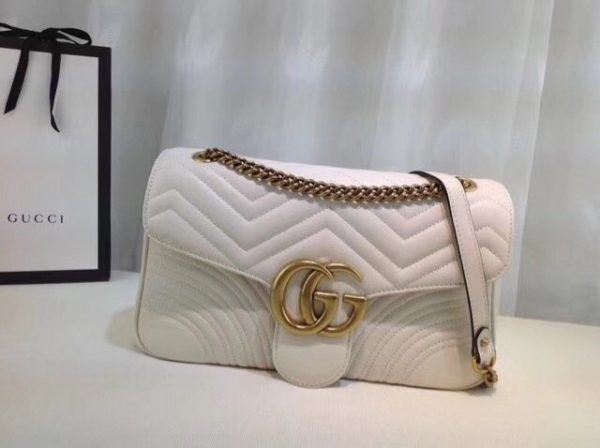 Gucci GG Marmont Matelasse Replica Large Shoulder Bag White