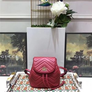 Gucci GG Marmont Matelasse Backpack Replica Hibiscus Red