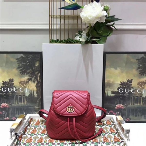 Gucci GG Marmont Matelasse Backpack Replica Hibiscus Red