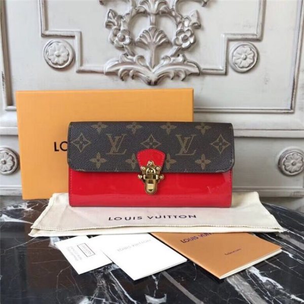 Louis Vuitton Cherrywood Wallet Patent Leather coquelicot