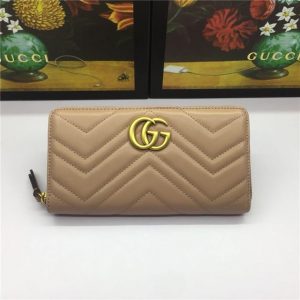 Gucci GG Marmont Zip Around Replica Wallet Beige