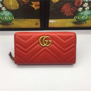 Gucci GG Marmont Zip Around Replica Wallet Red