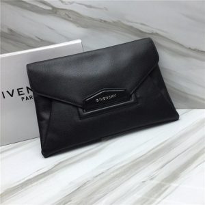 Givenchy Antigona Envelope Clutch Textured Leather Black